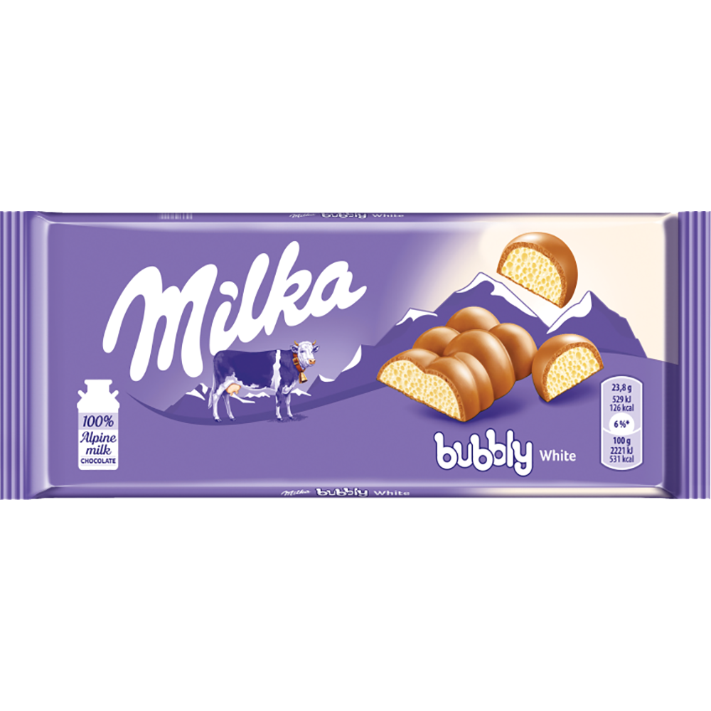 Milka Bubbly White Chocolate Bar - 100g