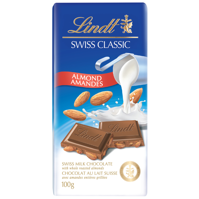 Lindt SWISS CLASSIC Almond Milk Chocolate Bar - 100g