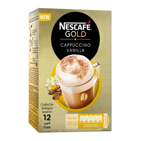 Nescafe Gold Cappuccino Vanilla Taste Instant Coffee (12 mugs)