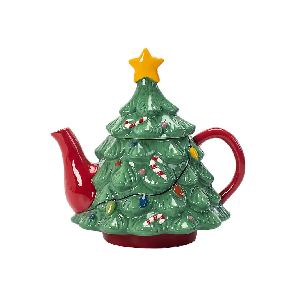 Green Winter Tree-Shaped Teapot
