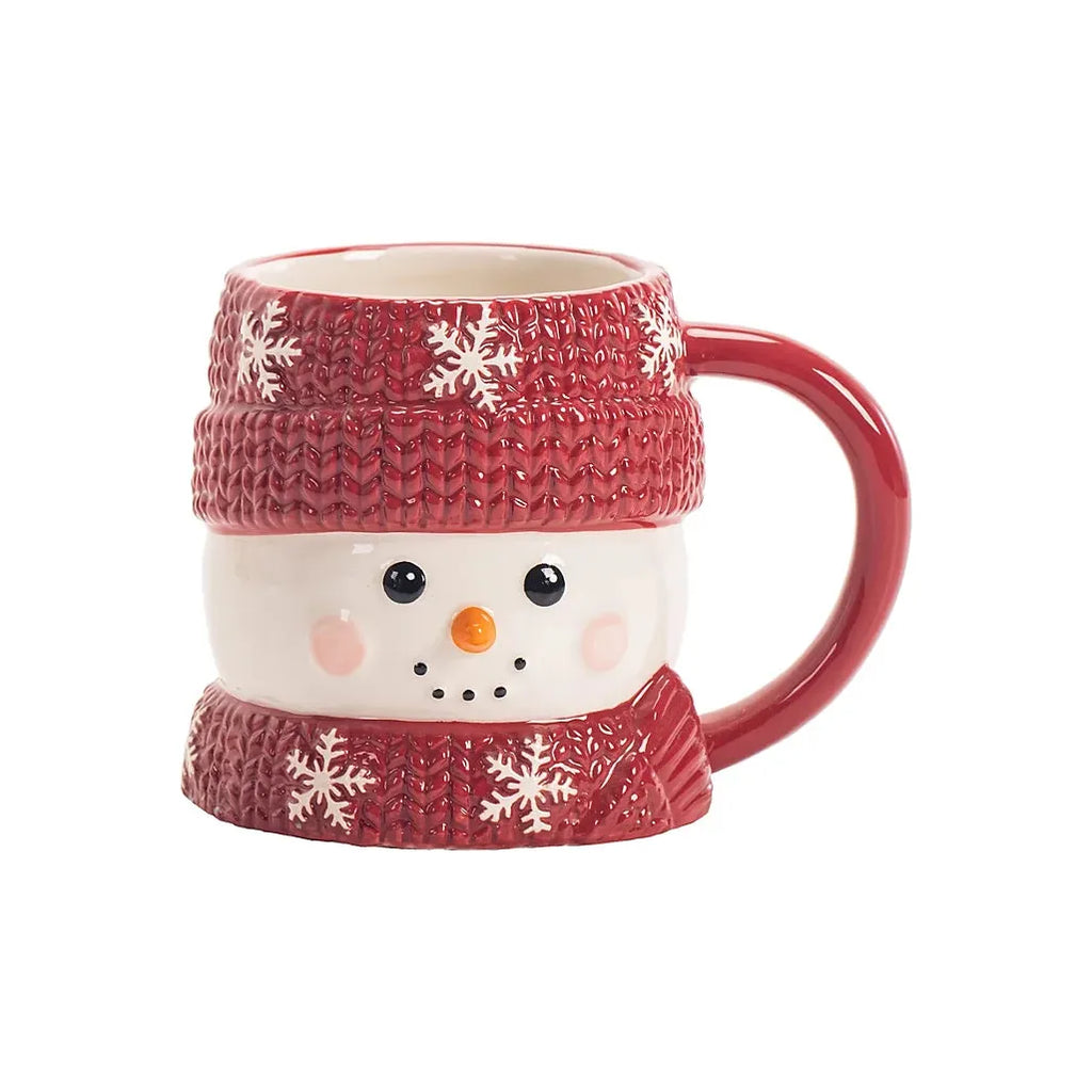 Red & White Snowman-Shaped Mug