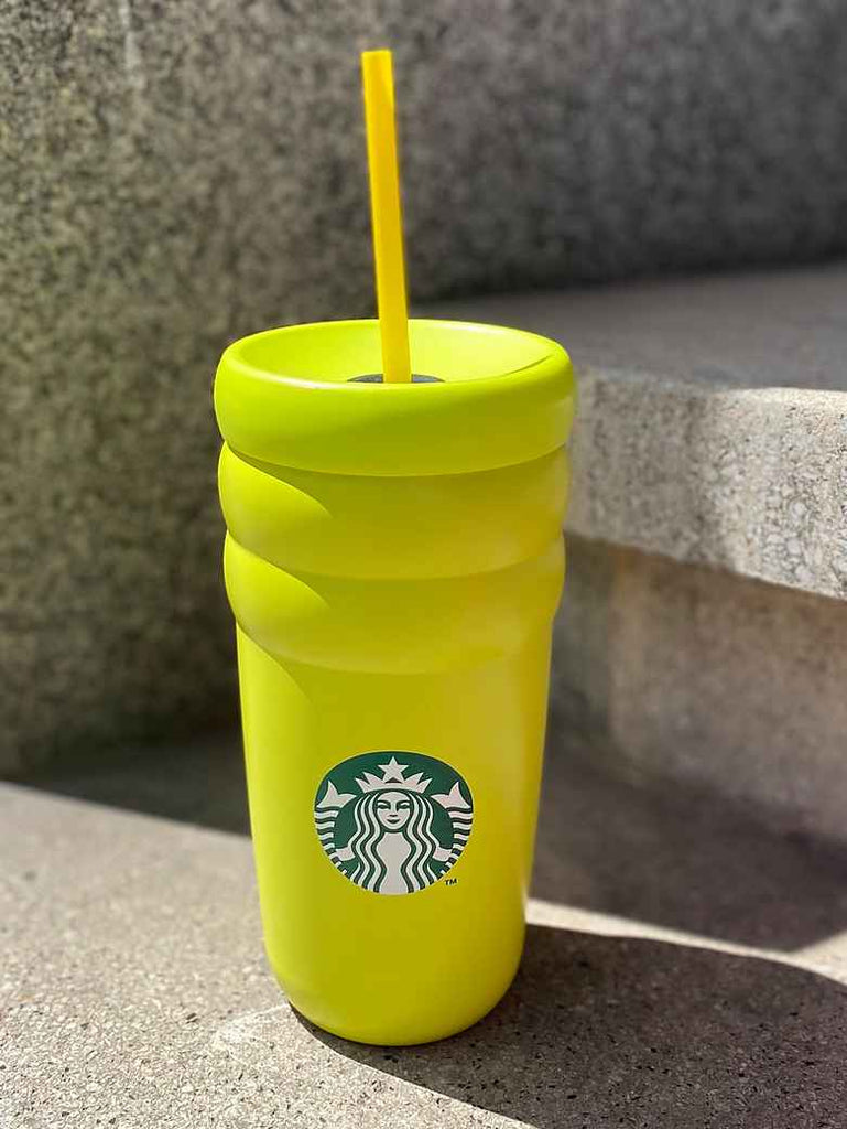 Starbucks Tumbler lime ribbed drinking bottle 455ml