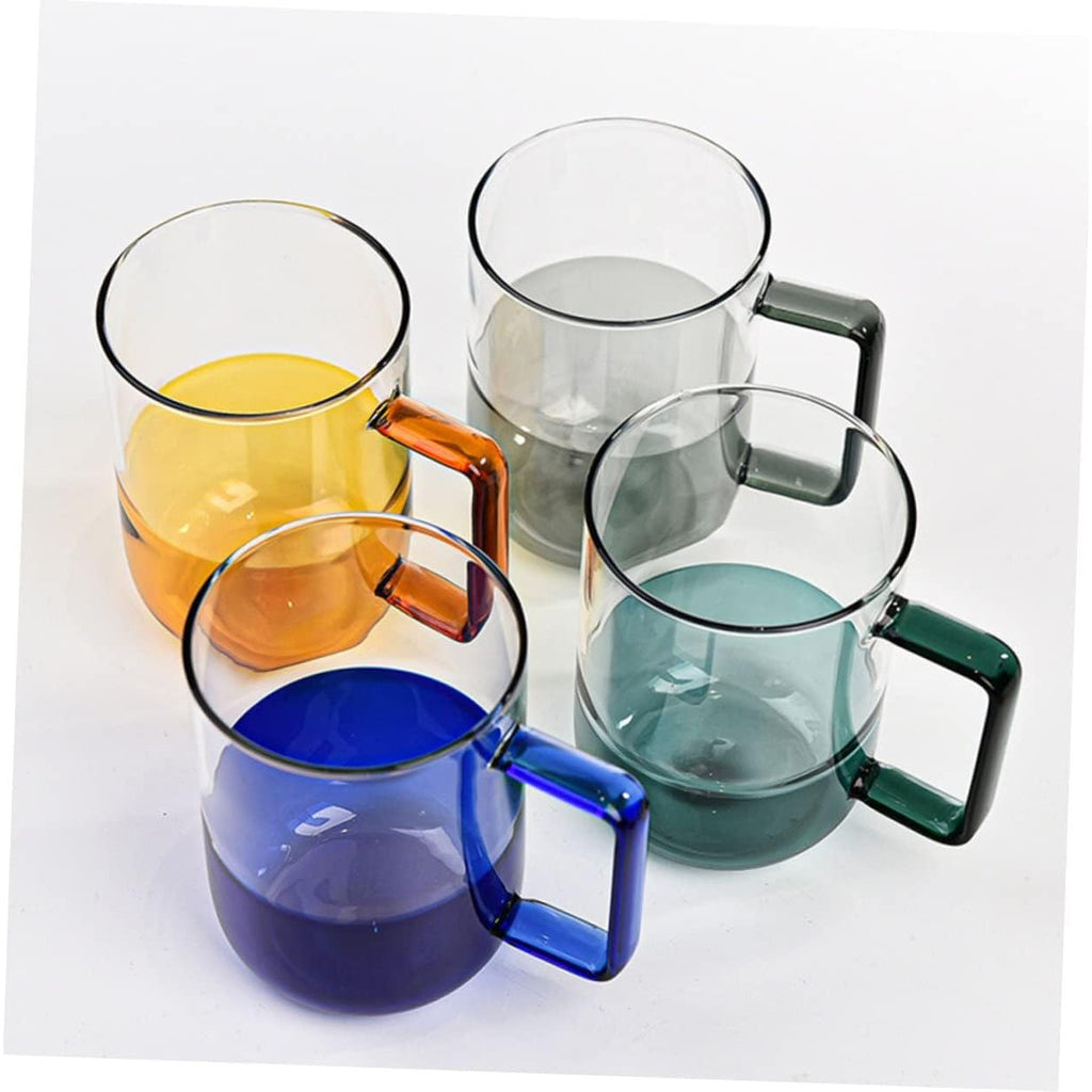 Glass Coffee Cup with Colored Handle - 350ml
