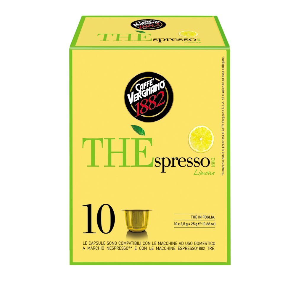 Caffe Vergnano Espresso Tea With Lemon, Nespresso Compatible - 10 Capsule Pack