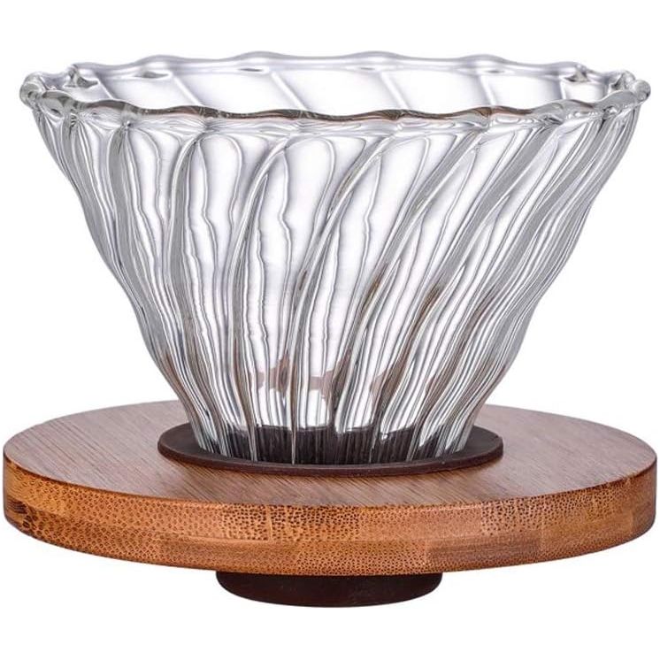 Glass Coffee Filter with wooden base for Pour Over Cofee Makers