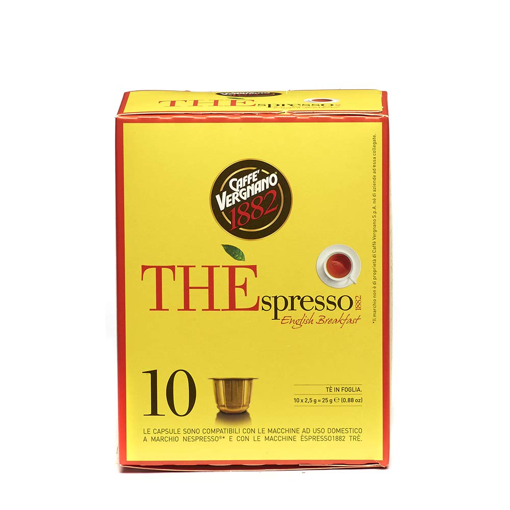 Caffe Vergnano Espresso Tea English Breakfast, Nespresso Compatible - 10 Capsule Pack