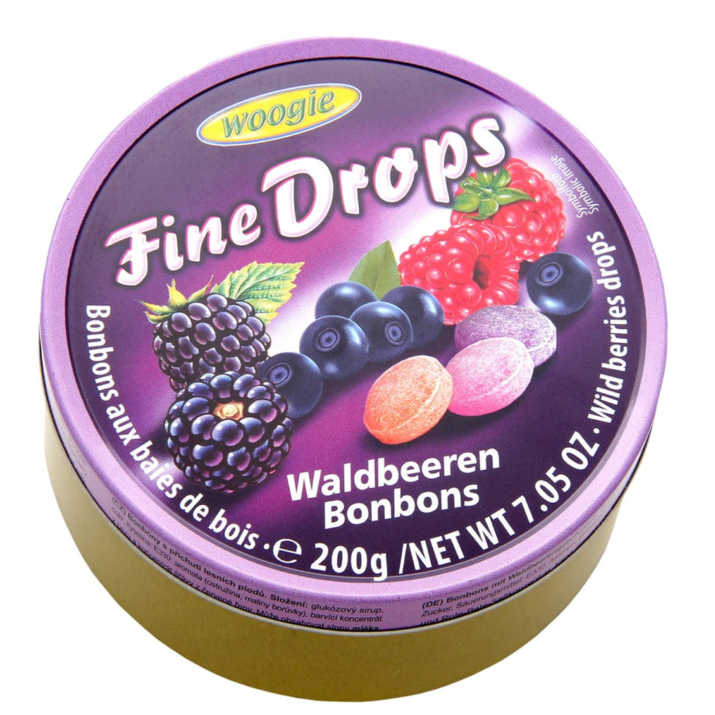 Woogie Fine Drops Bonbons ,Wild Berries Flavor, Tin - 200g
