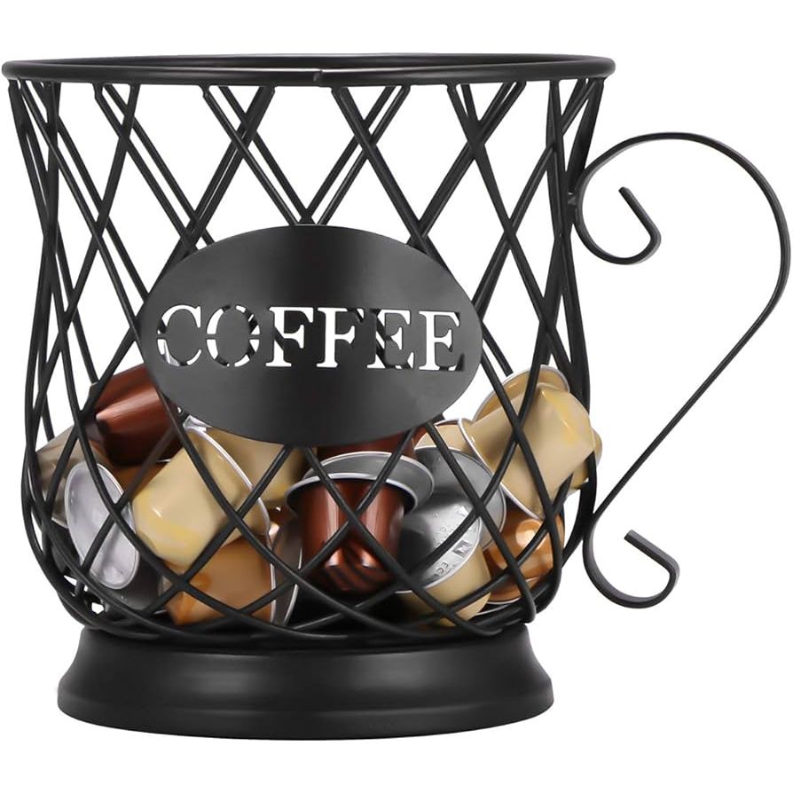 Coffee Capsule Organizing Metal Basket with handle ELH305 - Black