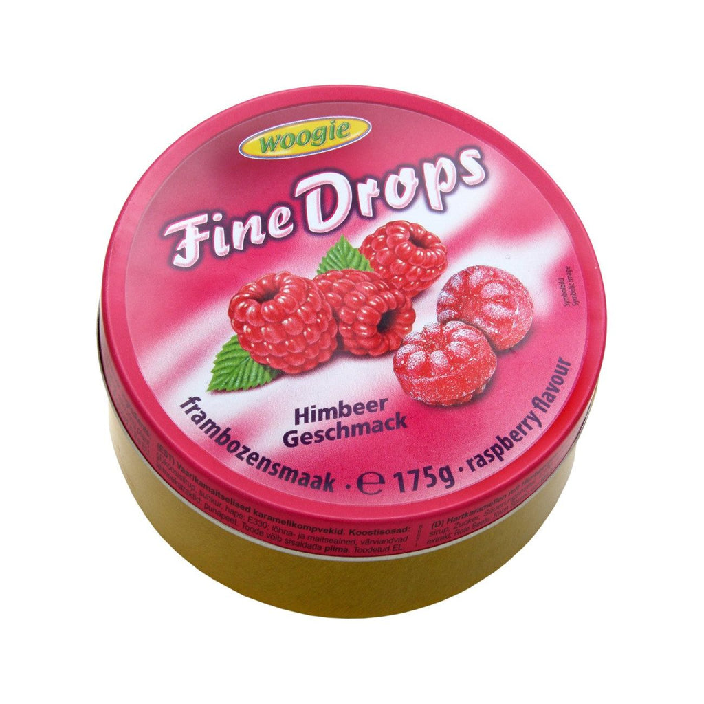 Woogie Fine Drops Bonbons ,Rasberry Flavor, Tin - 200g