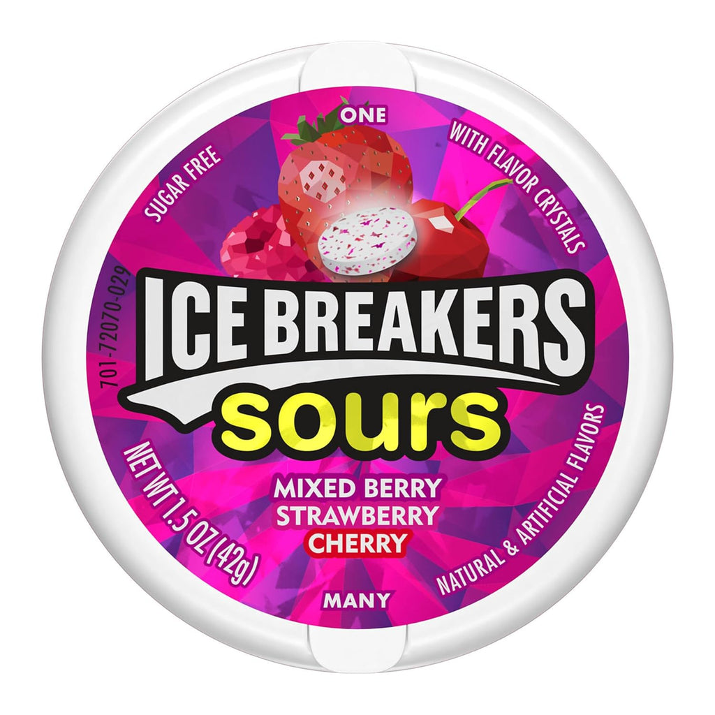 ICE BREAKERS Sours Sugar Free Mints, Mixed Berry, Strawberry, Cherry - 42g