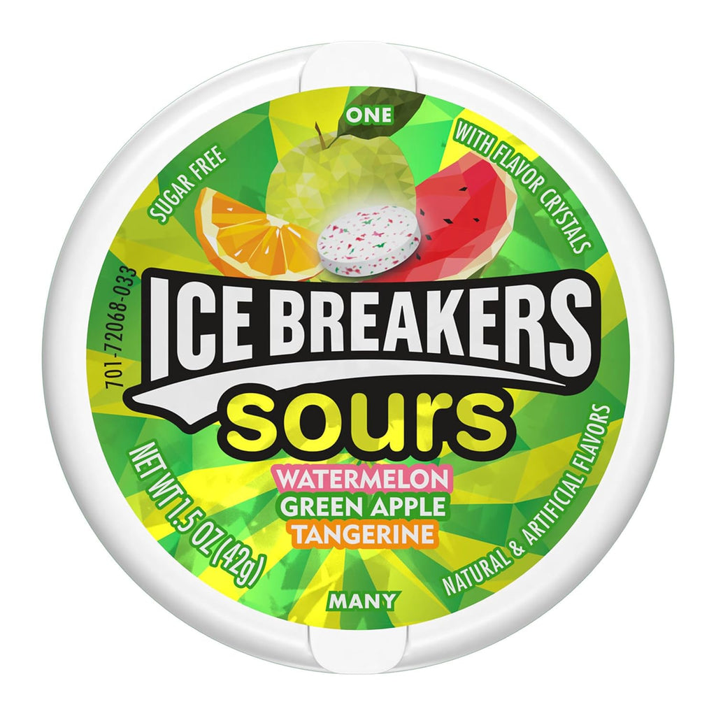 ICE BREAKERS Sours Sugar Free Mints, Watermelon, Green Apple, Tangerine - 42g