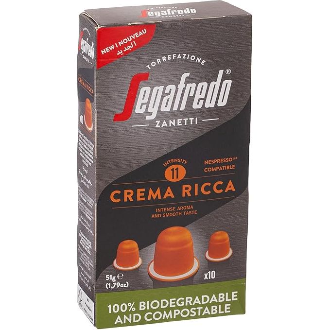 Segafredo Espresso Crema Ricca: Nespresso Compatible - 10 Capsule Pack