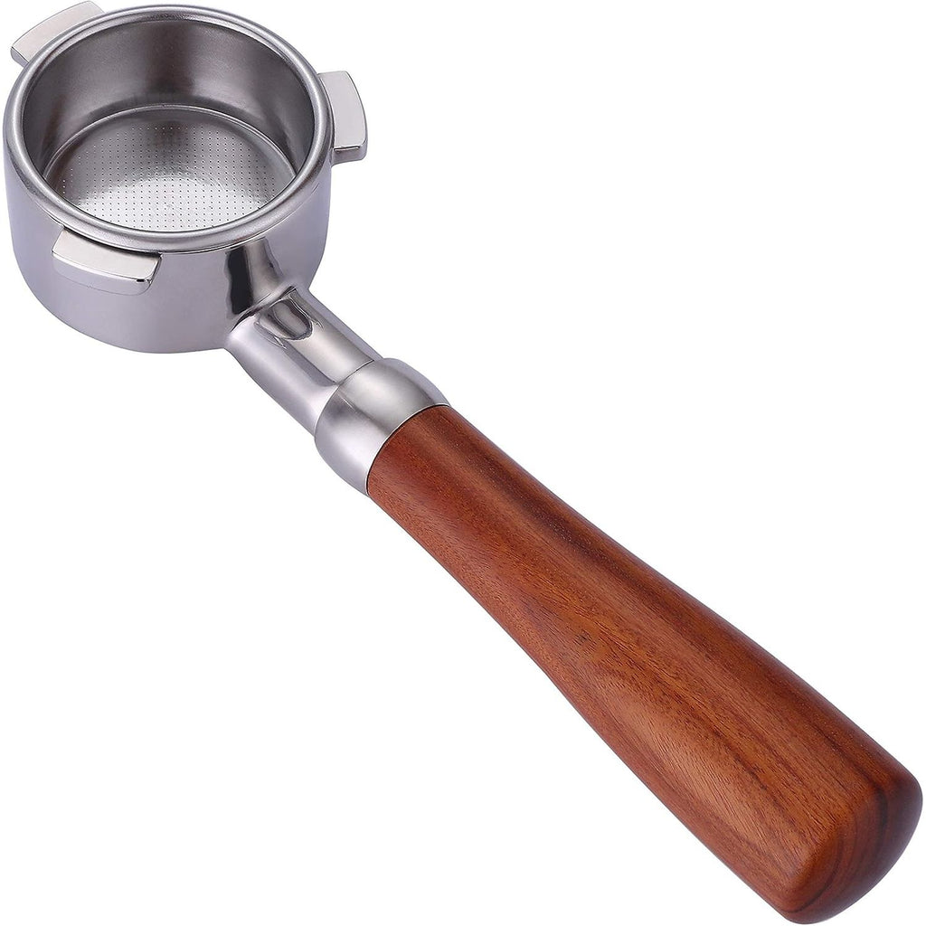 Bottomless Non Pressurized Portafilter with Rose wood handle, 54mm for (Sage/Breville)