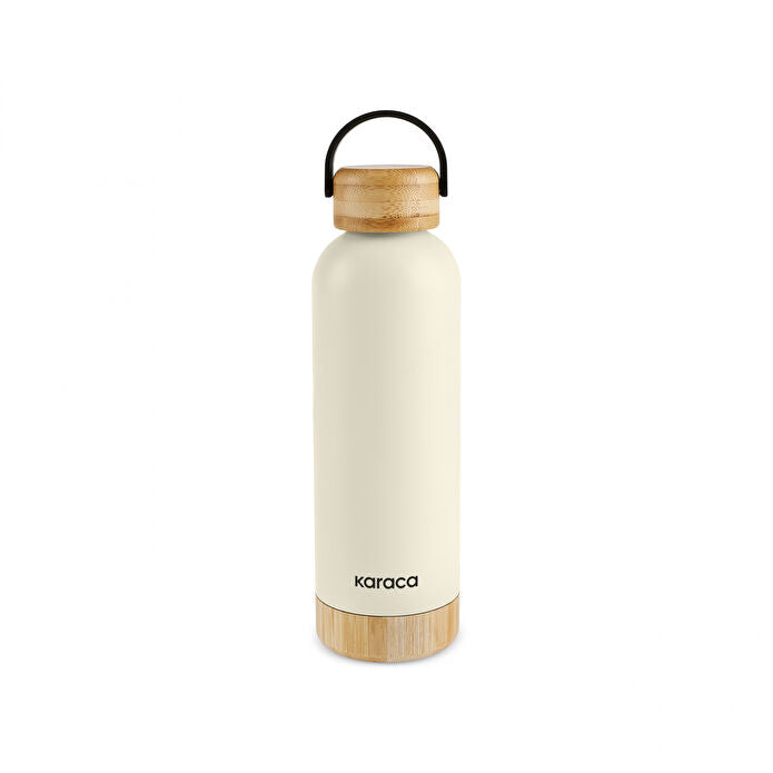Karaca Woody Steel Leakproof Thermos 500 ml Cream