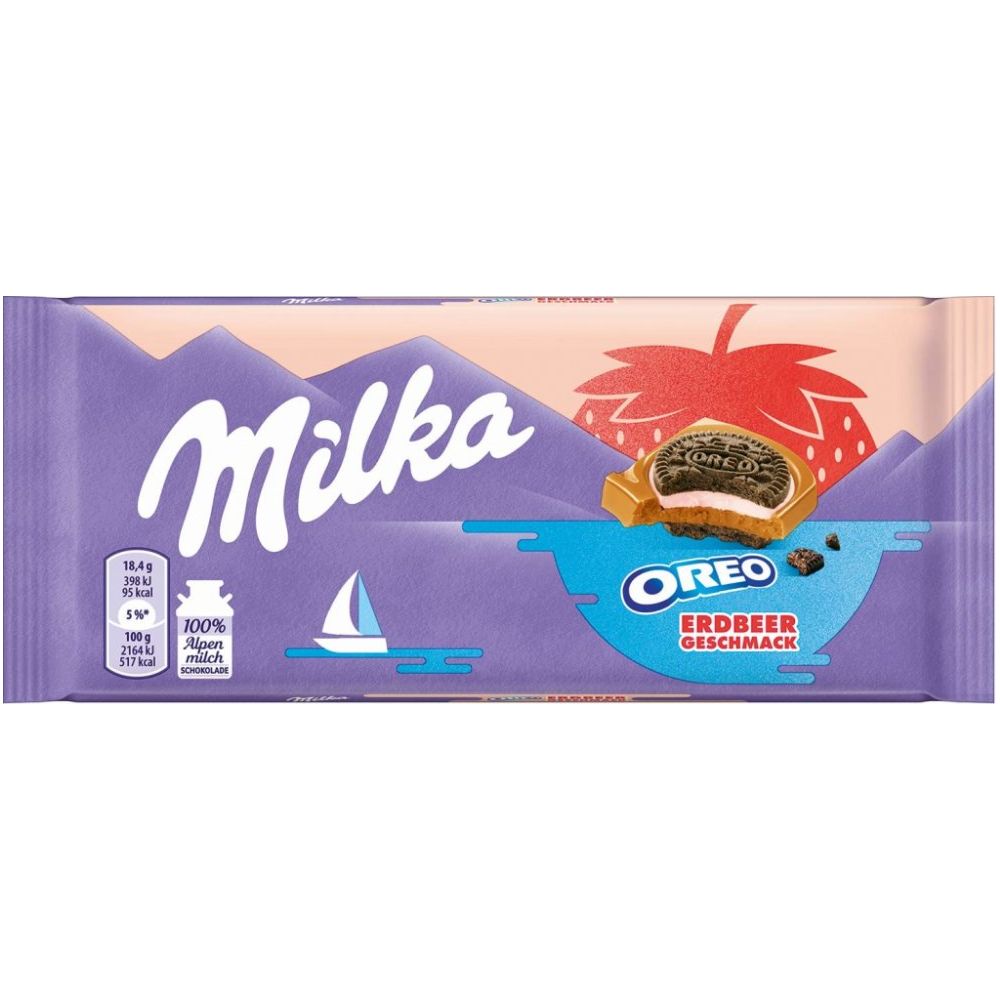 Milka Oreo Strawberry Flavor Chocolate Bar - 100g