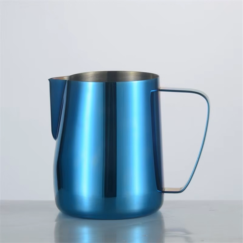 Milk Frothing Pitcher, Stainless Steel, Blue - 600ml