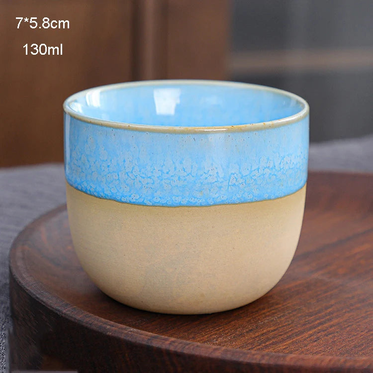 Ceramic Barista Coffee Cup, JS17: Sky blue - 130ml