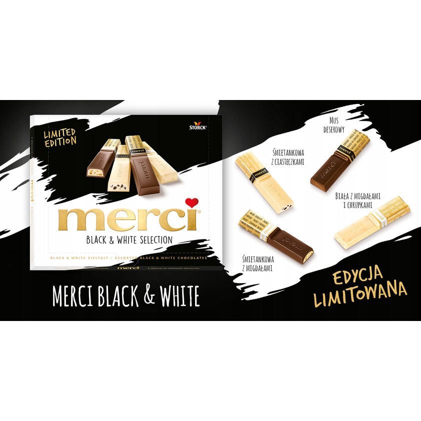 Merci Black & White An Assortment Of 4 Flavours (Limited Edition) Bars - 240g