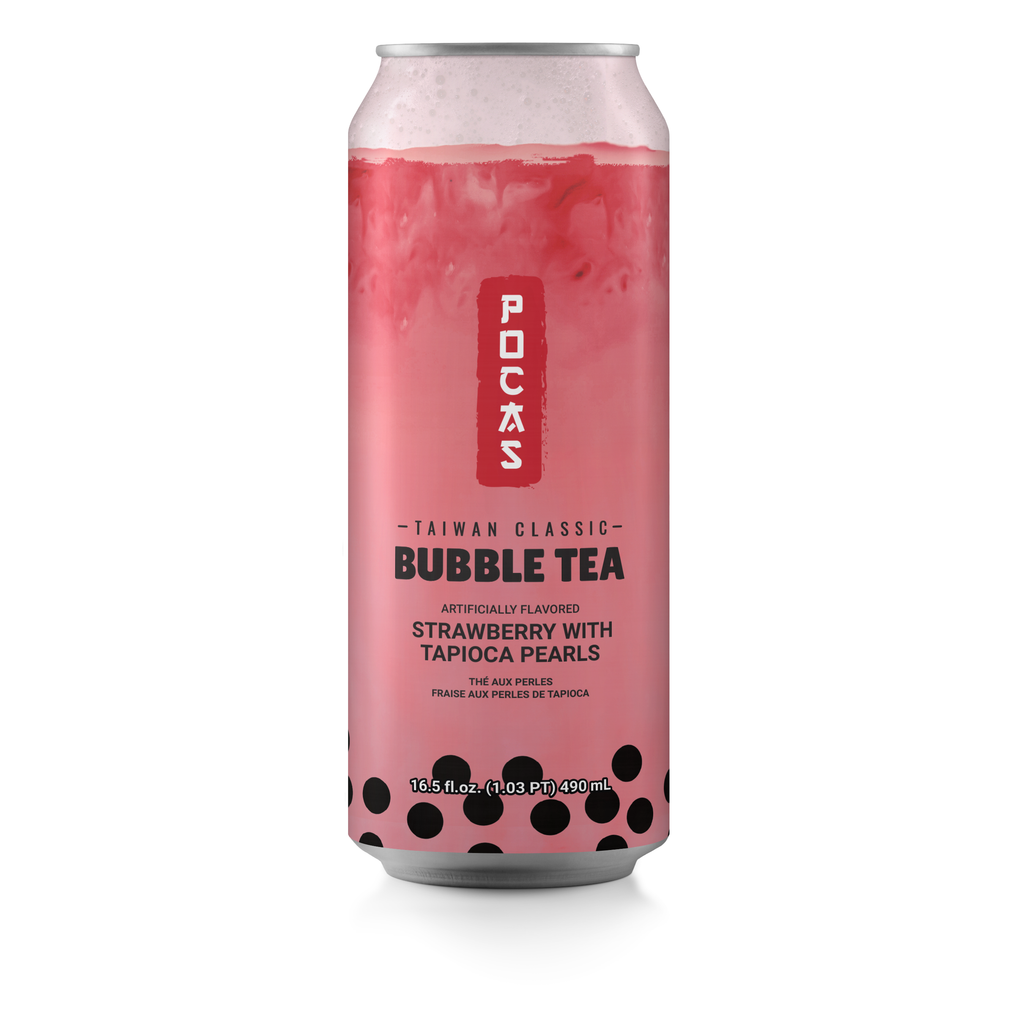 Pocas Bubble Tea strawberry Flavor with Tapioca Pearls 490ml