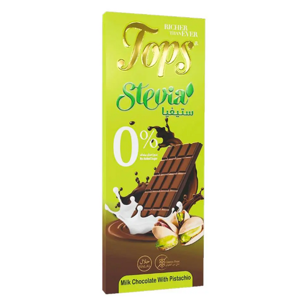 Tops Sugar Free Milk Chocolate with Pistachio Chocolate Bar - 60g