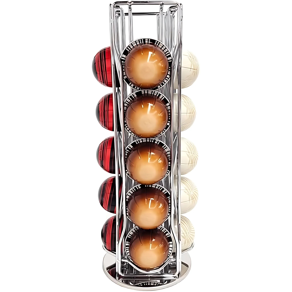Nespresso Vertuo Rotatable Capsule Holder ELH207: Silver -  20 Capsules