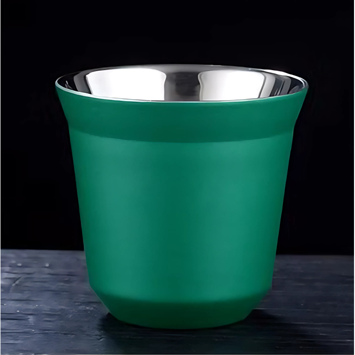 Double wall, Colored Aluminum Espresso cups, Green - 80ml