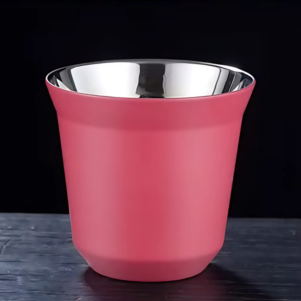 Double wall, Colored Aluminum Espresso cups, Pink - 80ml