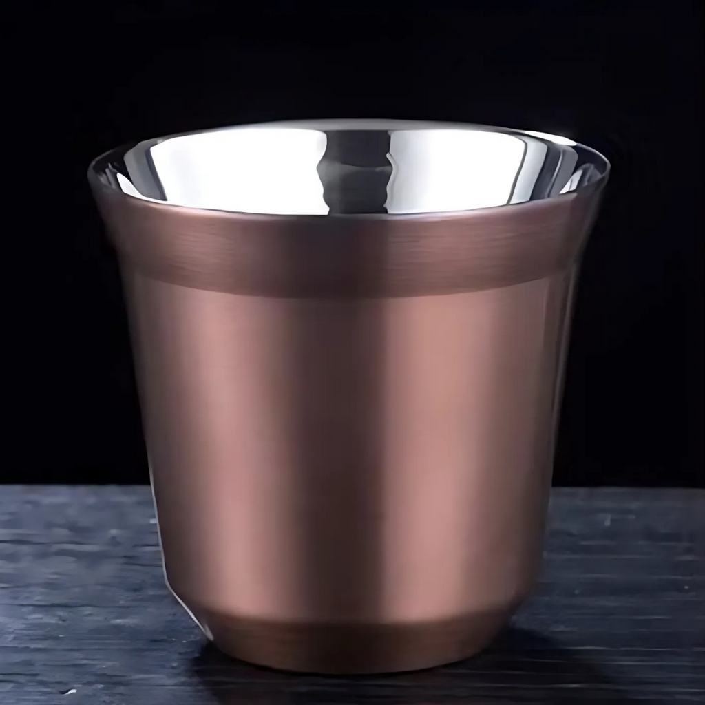 Double wall, Colored Aluminum Espresso cups, Rose Gold - 80ml