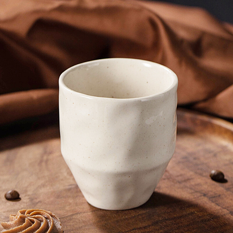 Ceramic Barista Coffee Cup, JS2: White Tapered - 250ml