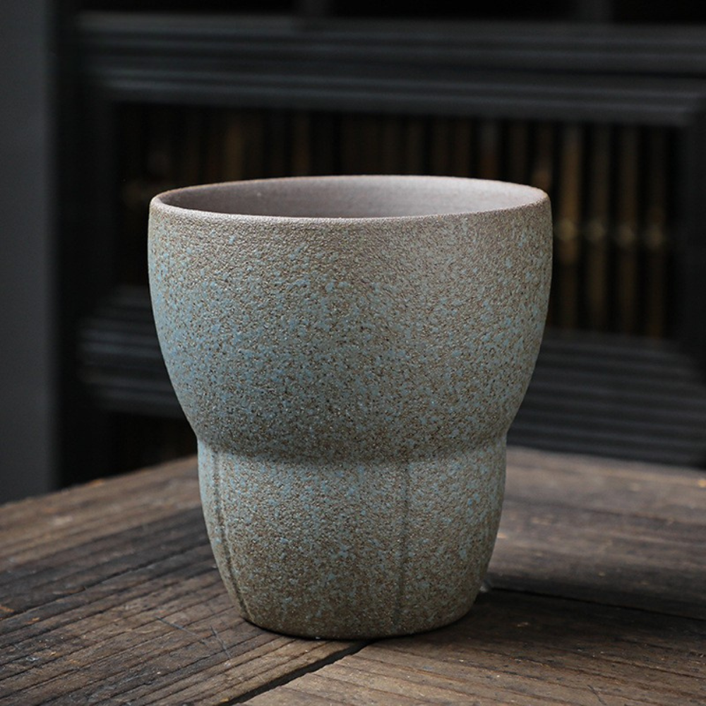 Ceramic Barista Coffee Cup, JS12: Blue & Brown - 170ml