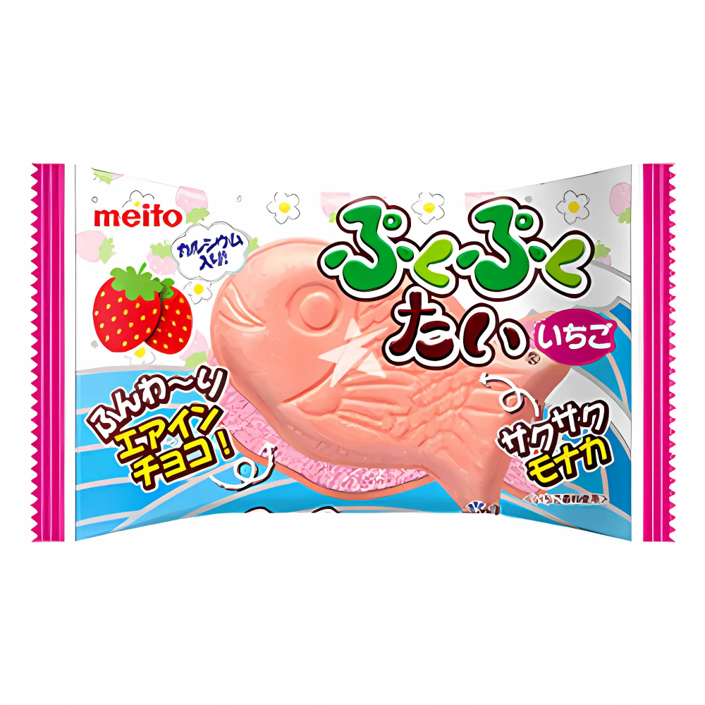 Meito Puku Puku Taiyaki - Japanese Strawberry Chocolate wafer