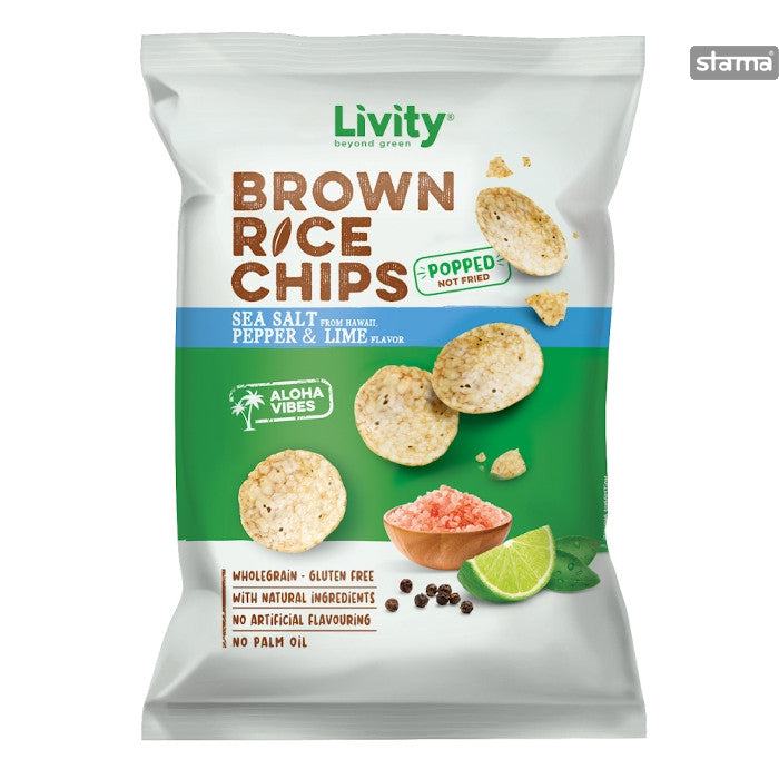 Livity Brown Rice Chips Pepper $ Lime -60 g
