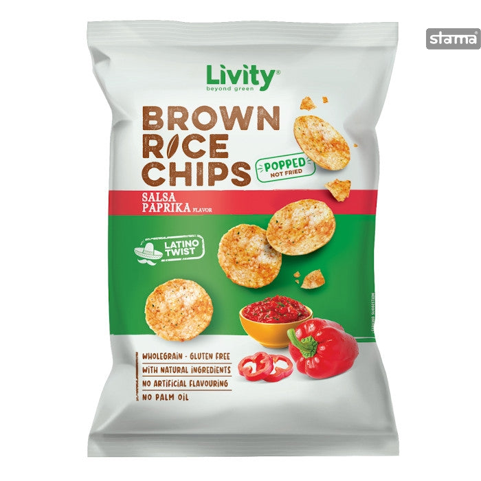 Livity Brown Rice Chips Salsa Paprika -60 g