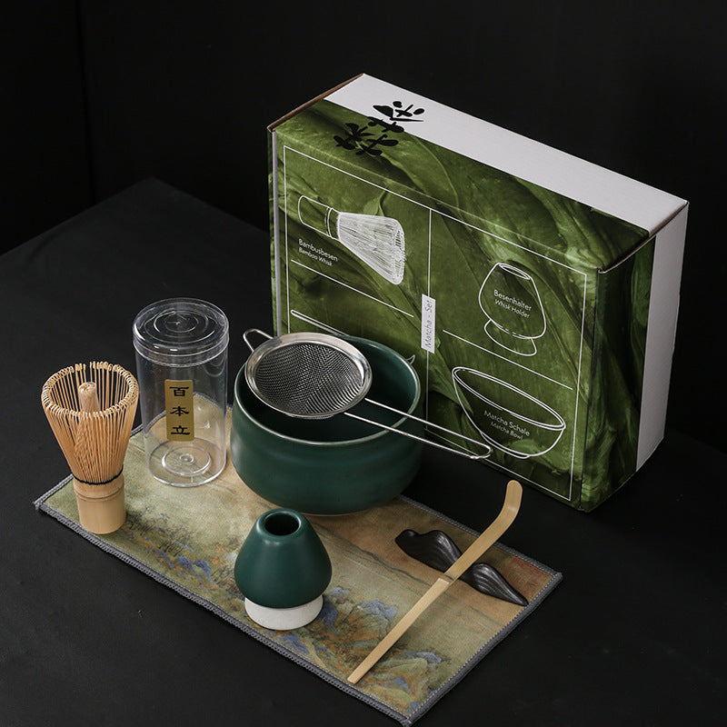 Matcha Tea making tool set, Dark Green - Set of 7