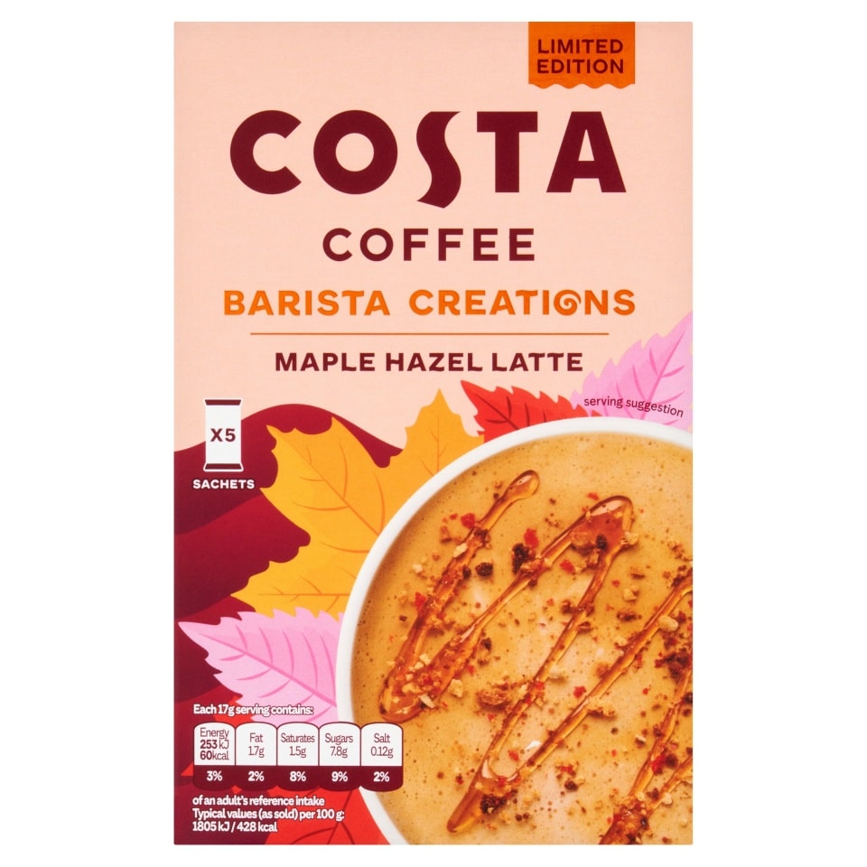 Costa Coffee Barista Creations Maple Hazel Latte- 5 Sachets