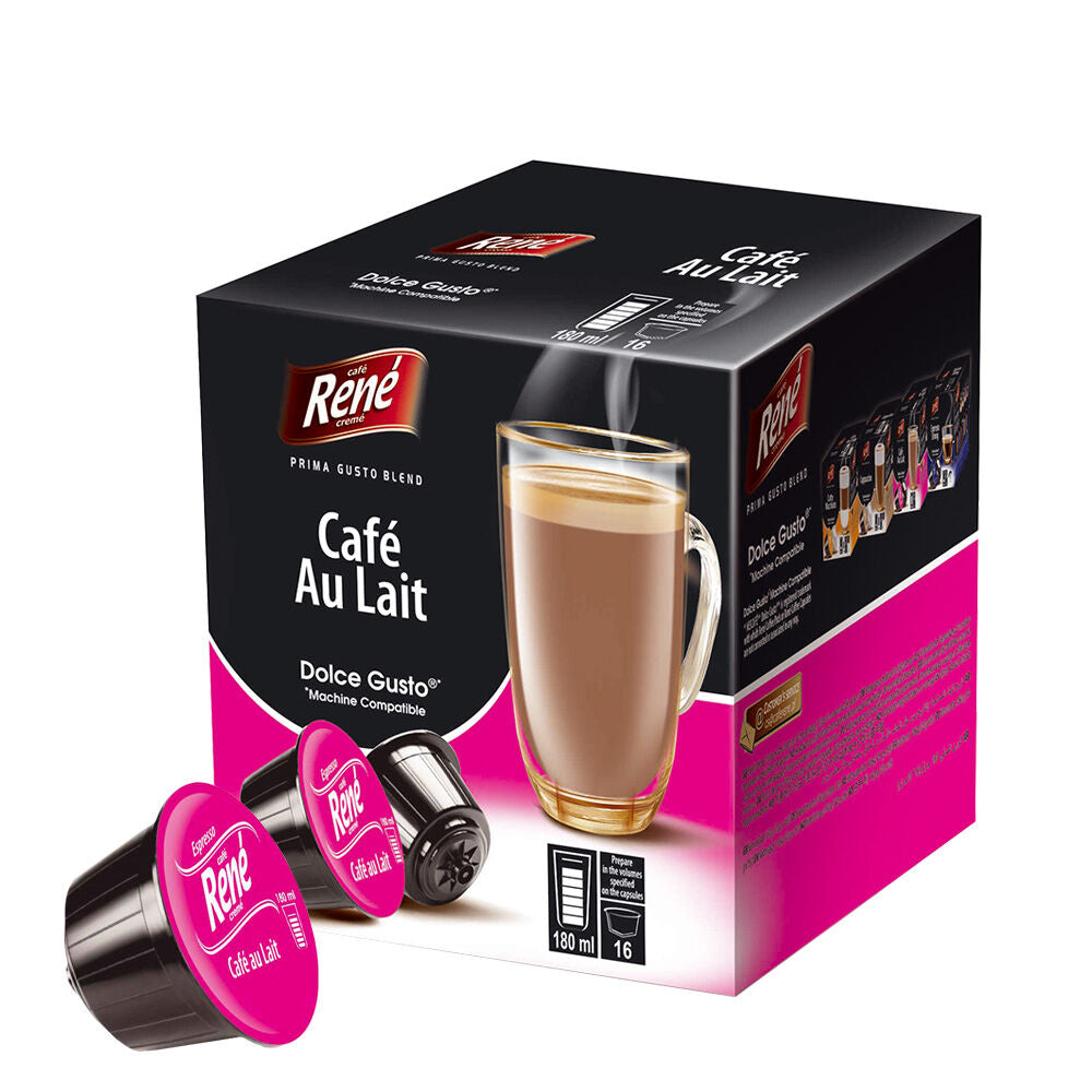 Cafe René Café au Lait - Dolce Gusto Compatible - 16 Capsules