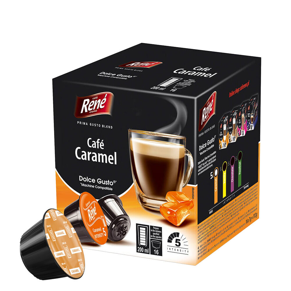 Cafe René Caramel Coffee - Dolce Gusto Compatible - 16 Capsules