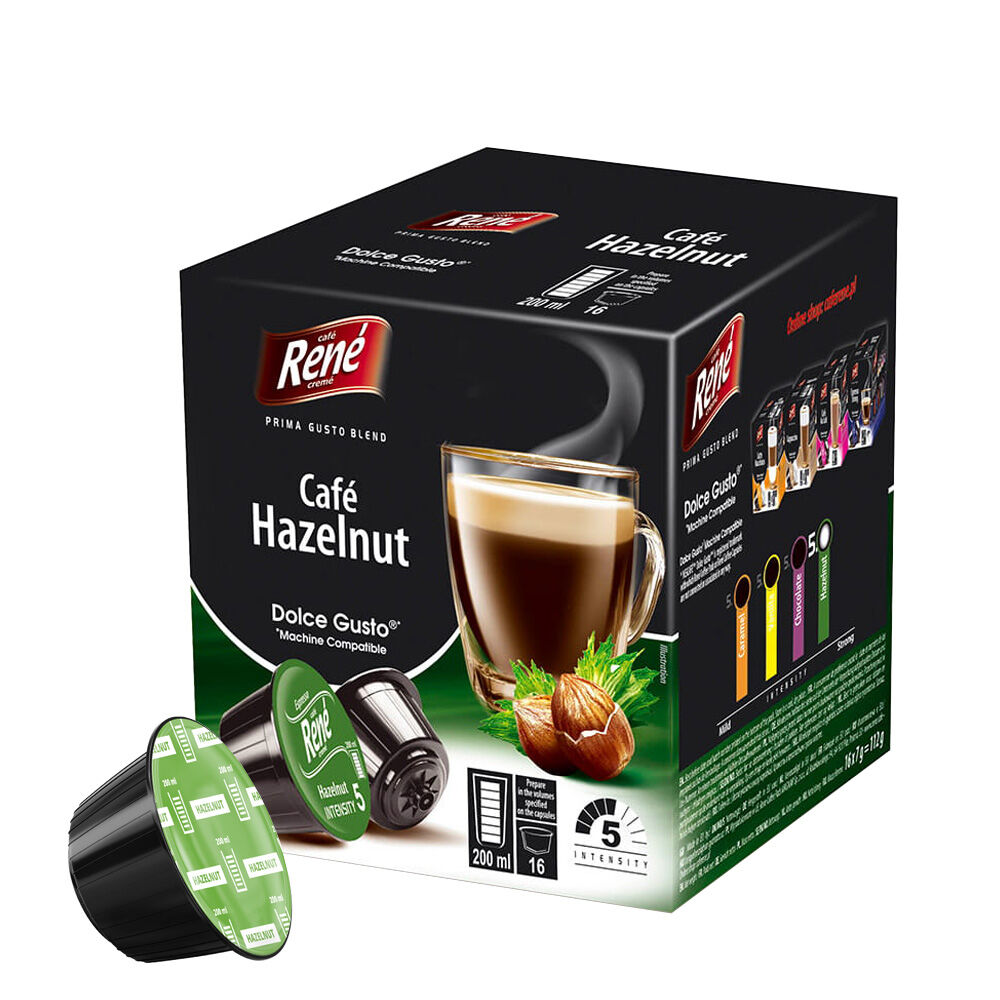 Cafe René Hazelnut Coffee - Dolce Gusto Compatible - 16 Capsules