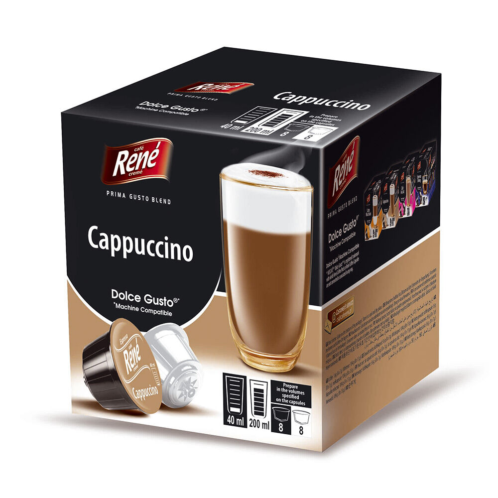 Cafe René Cappuccino - Dolce Gusto Compatible - 16 Capsules