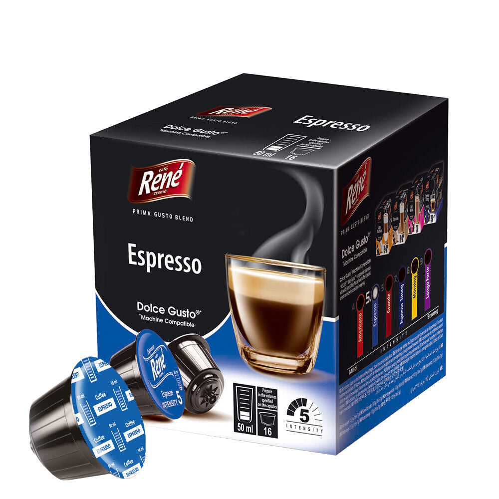 Cafe René Espresso - Dolce Gusto Compatible - 16 Capsules