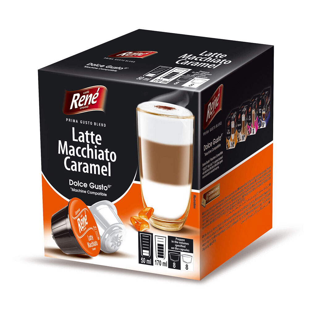 Cafe René Caramel Latte Macchiato - Dolce Gusto Compatible - 16 Capsules