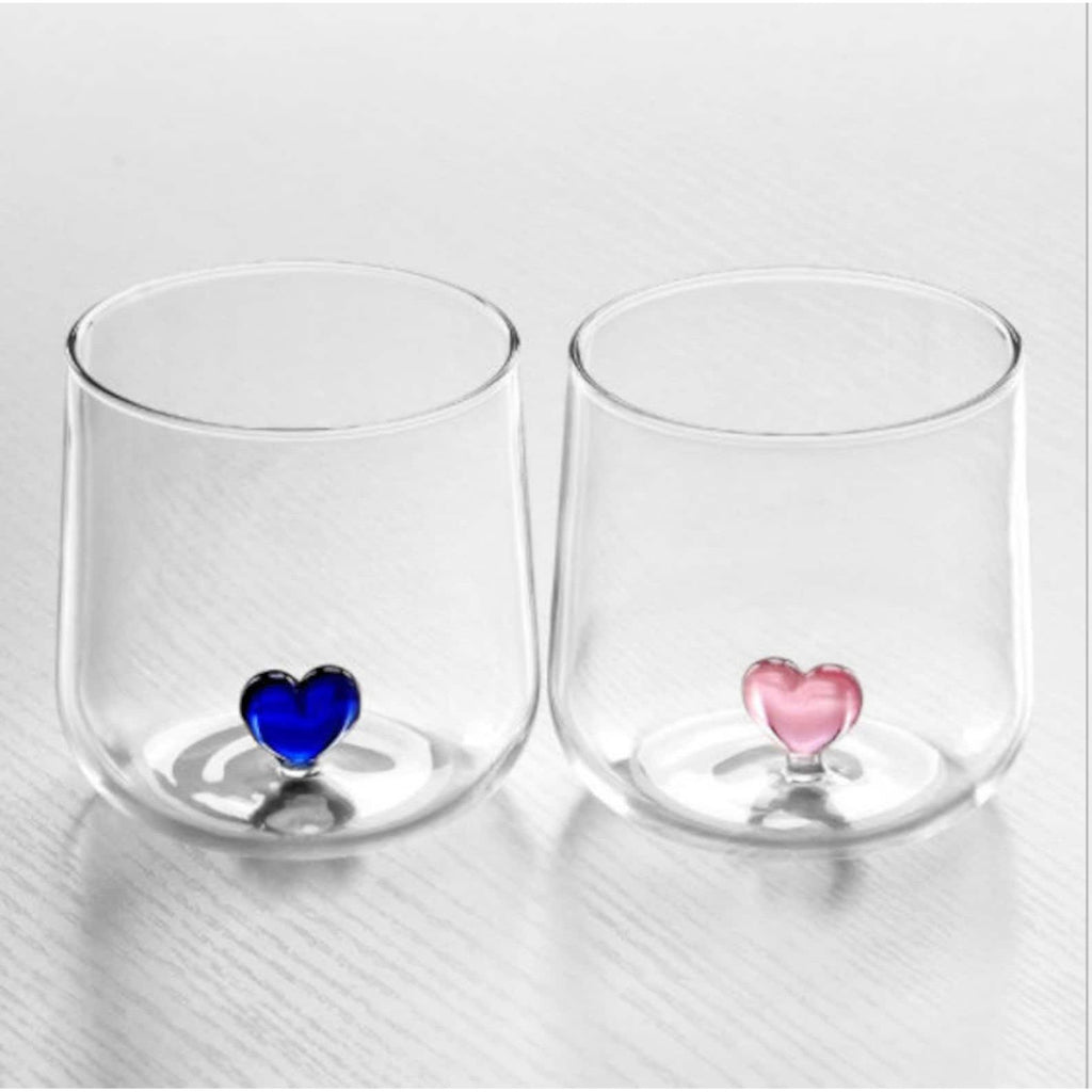 Glass Cup with Colored heart inside - 250ml