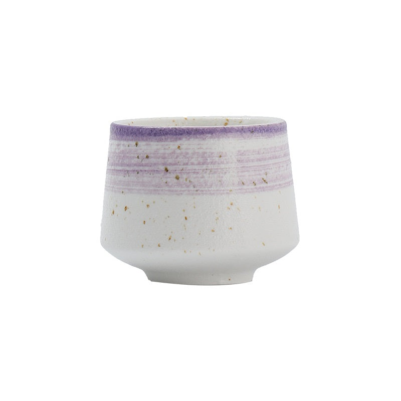 Ceramic Barista Coffee Cup, JS1: White and Purple - 200ml