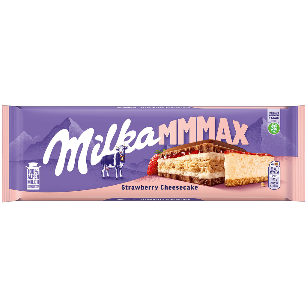 Milka MMMAX Strawberry Cheesecake Chocolate Bar - 300g