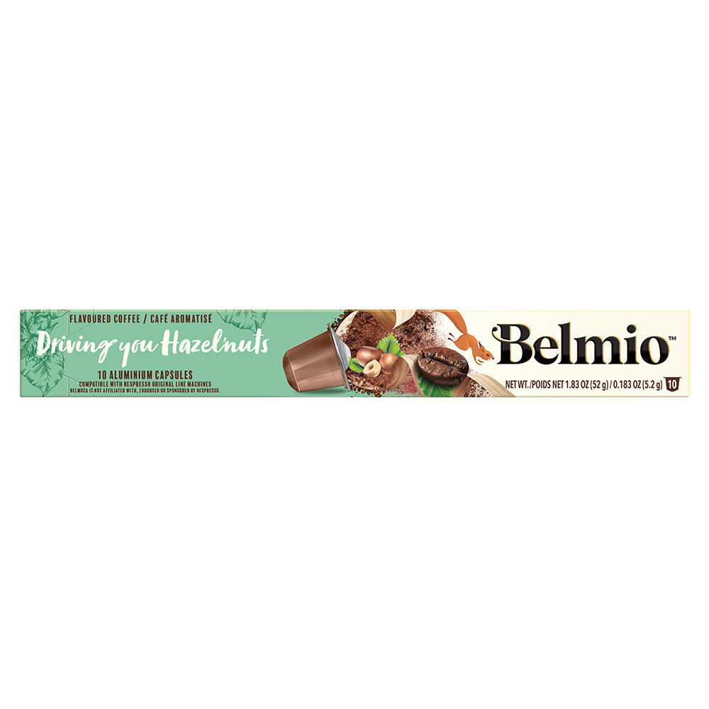 Belmio Driving you Hazelnuts, Flavoured Espresso - Nespresso Compatible - 10 Capsule Pack