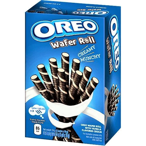 Oreo Vanilla Cream Filled Wafer Rolls 54g