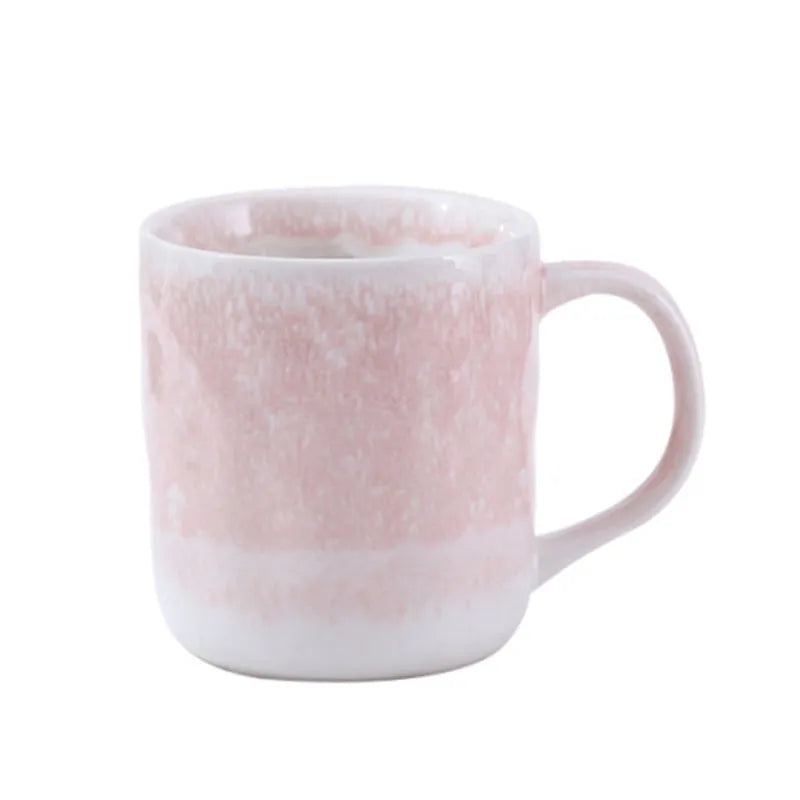 Ceramic Barista Coffee Cup, JS11: Pink & White - 380ml