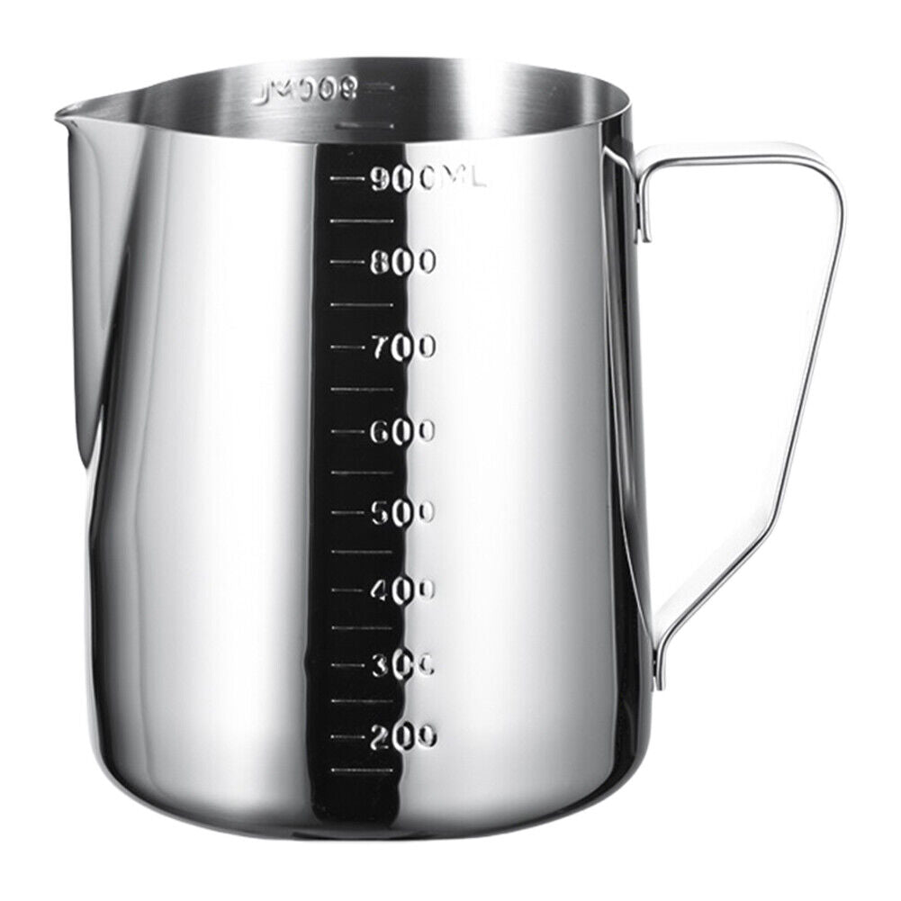 Milk Frothing Pitcher, Silver, Stainless Steel with scale - 900ml