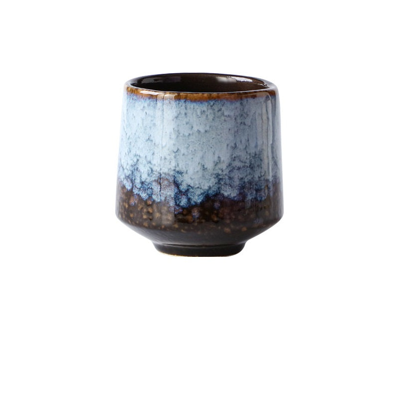 Ceramic Barista Coffee Cup, JS21: sky Blue & Brown - 220ml