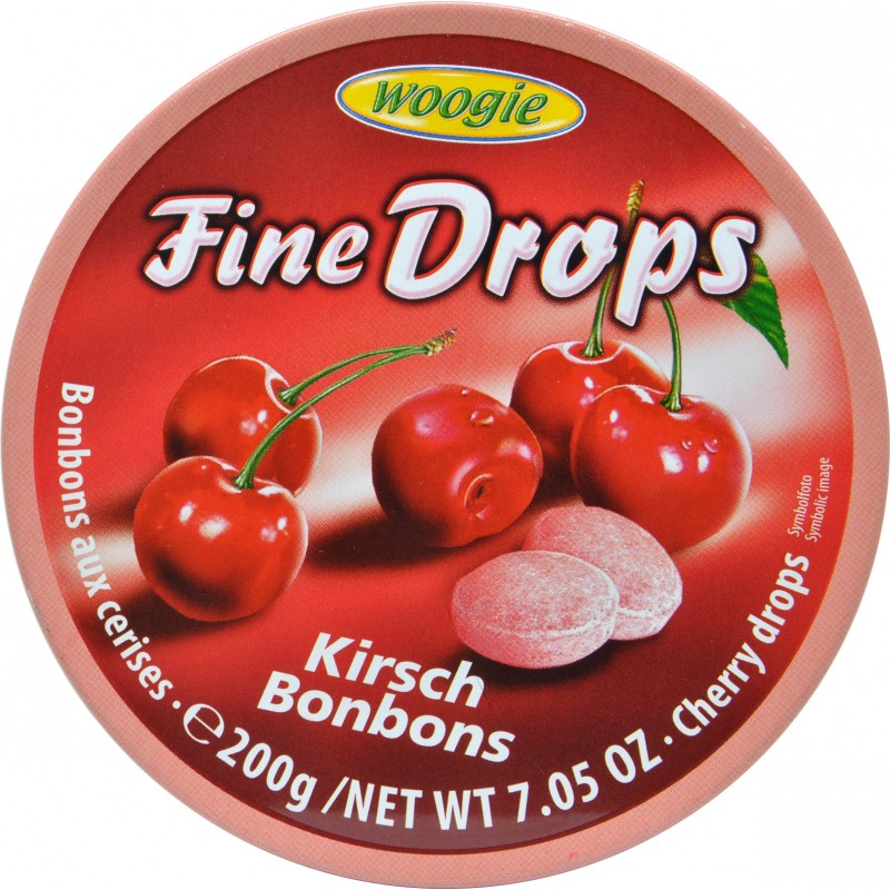 Woogie Fine Drops Bonbons ,Cherry Flavor, Tin - 200g